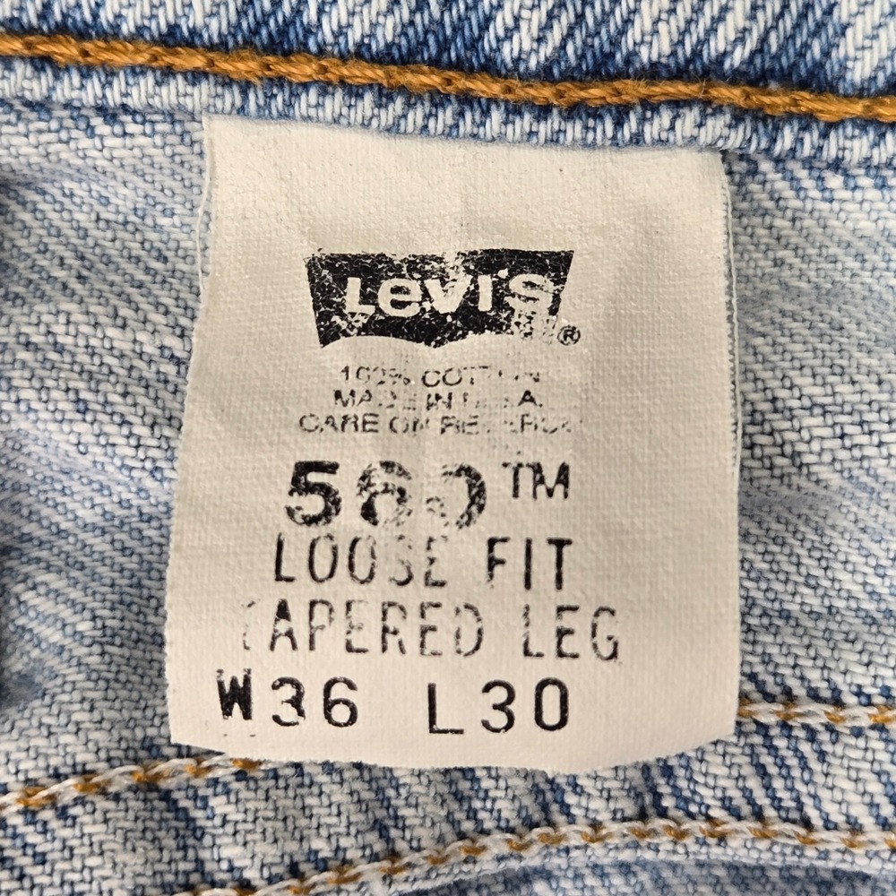 Vintage 90s Levis 560 Loose Fit Tapered Leg Jeans Men 36x30 Light Wash Denim USA - Picture 8 of 16